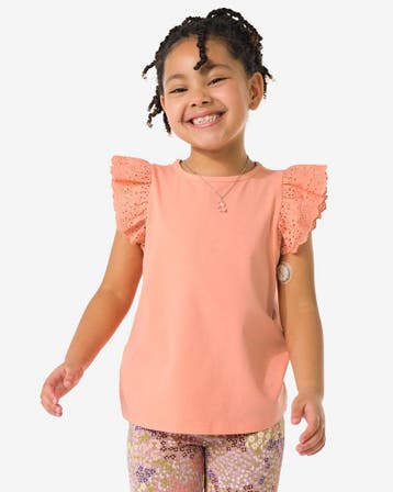HEMA Kindersinglets jersey geborduurd - 2 stuks koraal, Verzenden, Nieuw