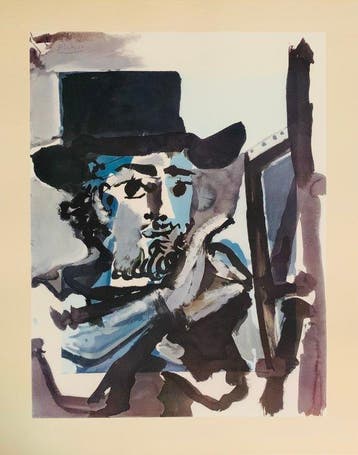 Pablo Picasso - “Painter at Work”. Gesigneerd in de plaat. -