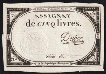 France Assignat Über 5 Livres 10 Brumaire Jahr 2 31/10/17.., Verzenden