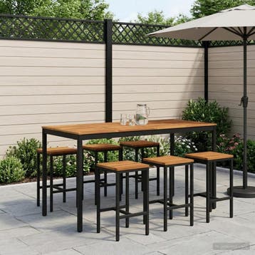 vidaXL Tuinbar Tafel NAARDEN Wit en zwart 180 x 88,5 x 105, Tuin en Terras, Verzenden, Nieuw