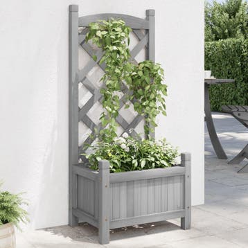 vidaXL Plantenbak met latwerk 40x30x90 cm massief vurenhout, Verzenden, Nieuw, Hout