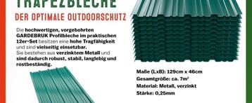 Trapezium Dakplaten 12 Stuks Groen Metaal 129x46cm, Verzenden, Nieuw