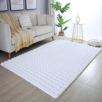 Hoogpolig Vloerkleed | Ambiance | Ribbels | Wit | 80x250 cm, Verzenden, Nieuw