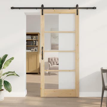 vidaXL Schuifdeur ORKDAL Natuurlijk en Zwart 93 x 211 cm, Verzenden, Nieuw