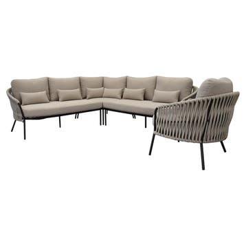 Sarenza hoek loungeset 4 delige zand rope terre frame, Tuin en Terras, Ophalen of Verzenden, Nieuw