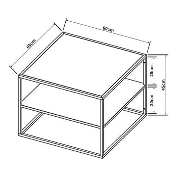 [en.casa] Salontafel Solund met 1 plank 60x60x45 cm staal zw, Huis en Inrichting, Tafels | Salontafels, Verzenden, Nieuw