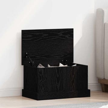 vidaXL Opslagdoos Zwart eiken 50 x 30 x 28 cm Bewerkt hout, Huis en Inrichting, Verzenden, Nieuw
