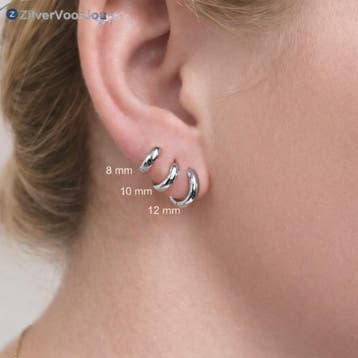 Zilveren huggie hoops 3 mm breed rhodium, Verzenden, Nieuw, Zilver