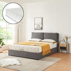 Tweepersoonsbed Lunner met matras 200x140 cm donkergrijs [en, Verzenden, Nieuw