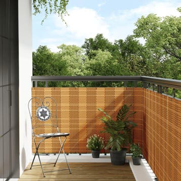 vidaXL Balkonscherm 600x90 cm poly rattan lichtbruin, Verzenden, Nieuw