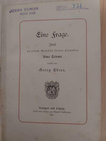 Georg Ebers - Eine Frage - 1881-1881