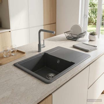 vidaXL Enkele keukenspoelbak Graniet 56 x 46 x 19 cm Grafiet, Verzenden, Nieuw