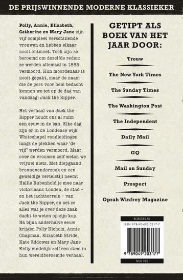 De vijf van Whitechapel - Hallie Rubenhold 9789049203177, Verzenden, Gelezen, Hallie Rubenhold