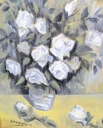 Giuseppe Ragogna (1902-1993) - Vaso di Fiori Rose Bianche, Antiek en Kunst, Kunst | Schilderijen | Klassiek
