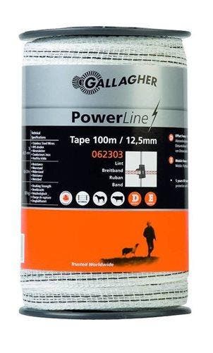 Gallagher PowerLine Lint 12,5mm Wit 100m, Tuin en Terras, Gaas en Draad, Ophalen of Verzenden