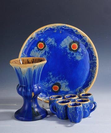 Faienceries de Thulin - Vaas (8) - Art Deco set met, Antiek en Kunst