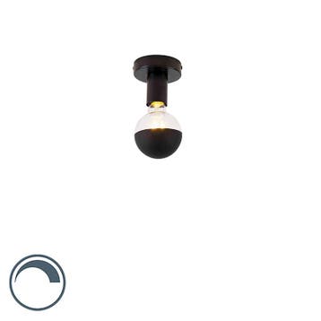 Design plafondlamp zwart met G95 kopspiegel zwart - Facil, Verzenden, Nieuw