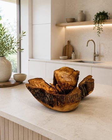 Decoratief dienblad - Kom SCULTOREA van massief olijfhout –