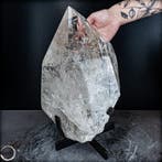 Zeer zeldzame Lemurian-kwarts Crystal on Stand, Brazilië-