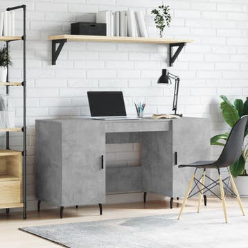 vidaXL Bureau 140x50x75 cm bewerkt hout betongrijs, Verzenden, Nieuw