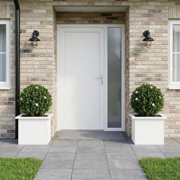 vidaXL Plantenbak met led 2 st Wit 30 x 40 x 30 cm Staal, Verzenden, Minder dan 60 cm, Nieuw, Metaal