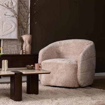 Draaibare Fauteuil Yara Beige | Starfurn, Huis en Inrichting, Ophalen of Verzenden, Nieuw