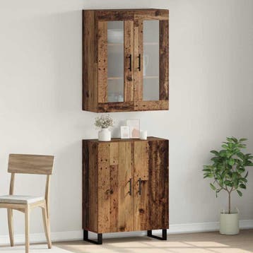 vidaXL buffetkast 2 pcs Oud hout Bewerkt hout, Huis en Inrichting, Kasten | Buffetkasten, Minder dan 50 cm, Verzenden, Nieuw, Minder dan 100 cm