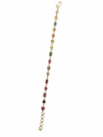 Tennis armband - 14 karaat Geel goud - 5.21ct. tw. Gemengde, Sieraden, Tassen en Uiterlijk, Antieke sieraden