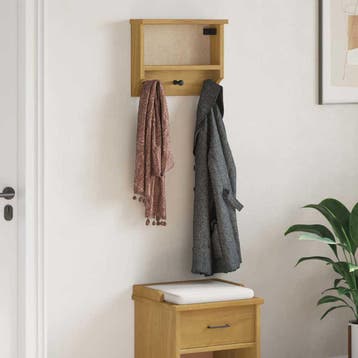 vidaXL Wandkapstok SANDNES 45x12x35 cm massief grenenhout, Verzenden, Nieuw