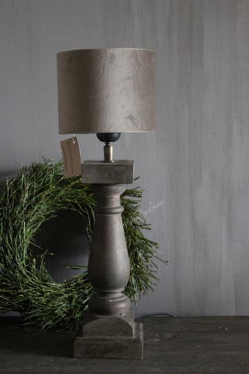 Houten vierkante baluster lampvoet Brown wash 40 cm, Ophalen of Verzenden, Nieuw