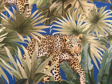 Luipaarden in de Blauwe Jungle - Meubelstof - 2.5 m - 2.8 m