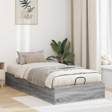 vidaXL Ottoman Bedframe Grijs Sonoma 80,5 x 200 cm, Verzenden, Nieuw, Grijs, Hout