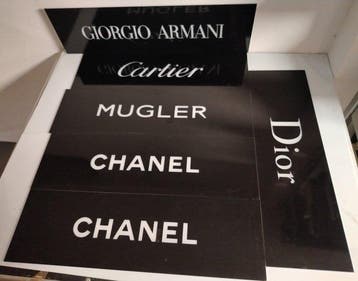 Dior/Armani/Chanel/Mugler - Reclamebord - Inrichtingpanelen