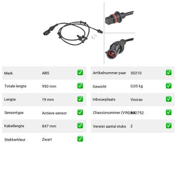 ABS-sensor Daimler Super Eight 4.2 (X350) Van 2005-09 tot 20, Verzenden, Nieuw