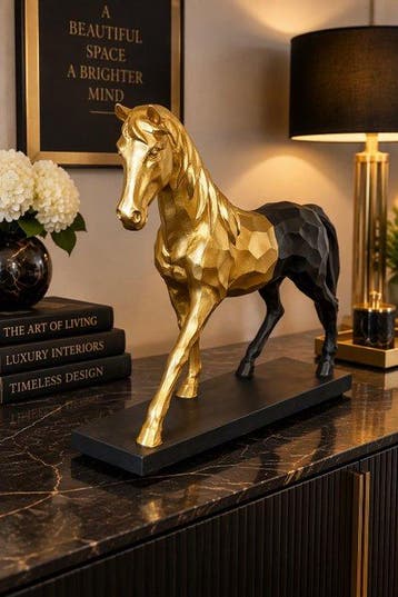 sculptuur, Modern Geometrisch Paard Sculptuur - 30 cm -