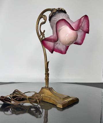 Tafellamp - Glas, Messing - Art Nouveau-lamp