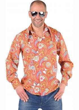Hippie blouse Paisley oranje/bruin, Kleding | Heren, Carnavalskleding en Feestkleding, Nieuw, Ophalen of Verzenden