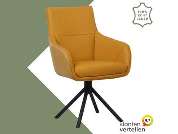 Leren draaibare eetkamerstoel Fancy Duo - Kenia Cognac en, Industrieel, Modern, Scandinavisch, Nieuw, Leer, Ophalen of Verzenden