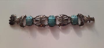 Zilver, Turquoise - Schakelarmband - Egyptian revival