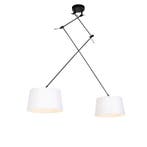 Hanglamp zwart met linnen kappen wit 35 cm 2-lichts - Blitz, Verzenden, Nieuw, Modern
