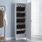 [en.casa] Schoenenkast Meura 160x48x20 cm wit, Verzenden, Nieuw