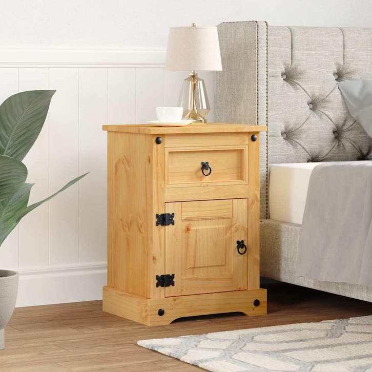 vidaXL Nachtkastje Mexicaans grenenhout Corona-stijl, Huis en Inrichting, Slaapkamer | Nachtkastjes, Nieuw, Minder dan 45 cm, Hout