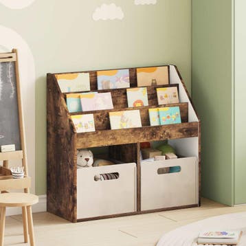 vidaXL Kinderen Boekenkast Gerookt eiken 72,5 x 29,5 x 69 cm, Huis en Inrichting, Woonaccessoires | Krantenbakken en Lectuurbakken