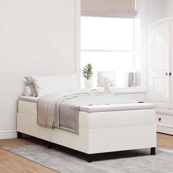 vidaXL Boxspringbed Crème en Wit 80 x 200 cm Katoen Stof, Verzenden, Nieuw, Crème