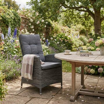 Menorca dining tuinstoel verstelbaar antraciet, Ophalen of Verzenden, Nieuw, Wicker