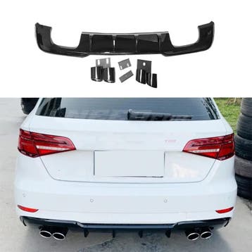 Diffuser With Black Exhaust Tips Voor Audi A3 S Line/S3 8V, Auto-onderdelen, Ophalen of Verzenden, Nieuw