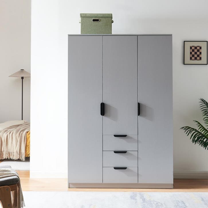 Kledingkast Eiselfing 176x120x52 cm met 4 vakken en 3 lades, Huis en Inrichting, Kasten | Kledingkasten, Verzenden