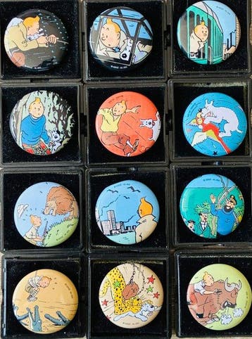 Tintin - 12 Prachtige collectie van 12 badges in beperkte, Nieuw