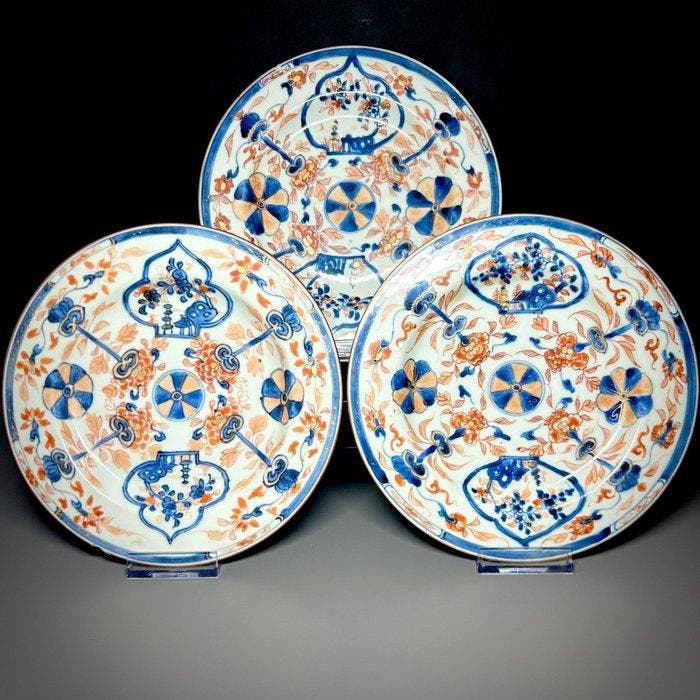 GEEN RESERVE - SET VAN 3 ANTIEKE CHINESE VERGULD IMARI, Antiek en Kunst, Antiek | Overige Antiek