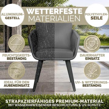 Tuinstoel - Weerbestendig - Met armleuning - Grijs - Tillvex, Verzenden, Zo goed als nieuw